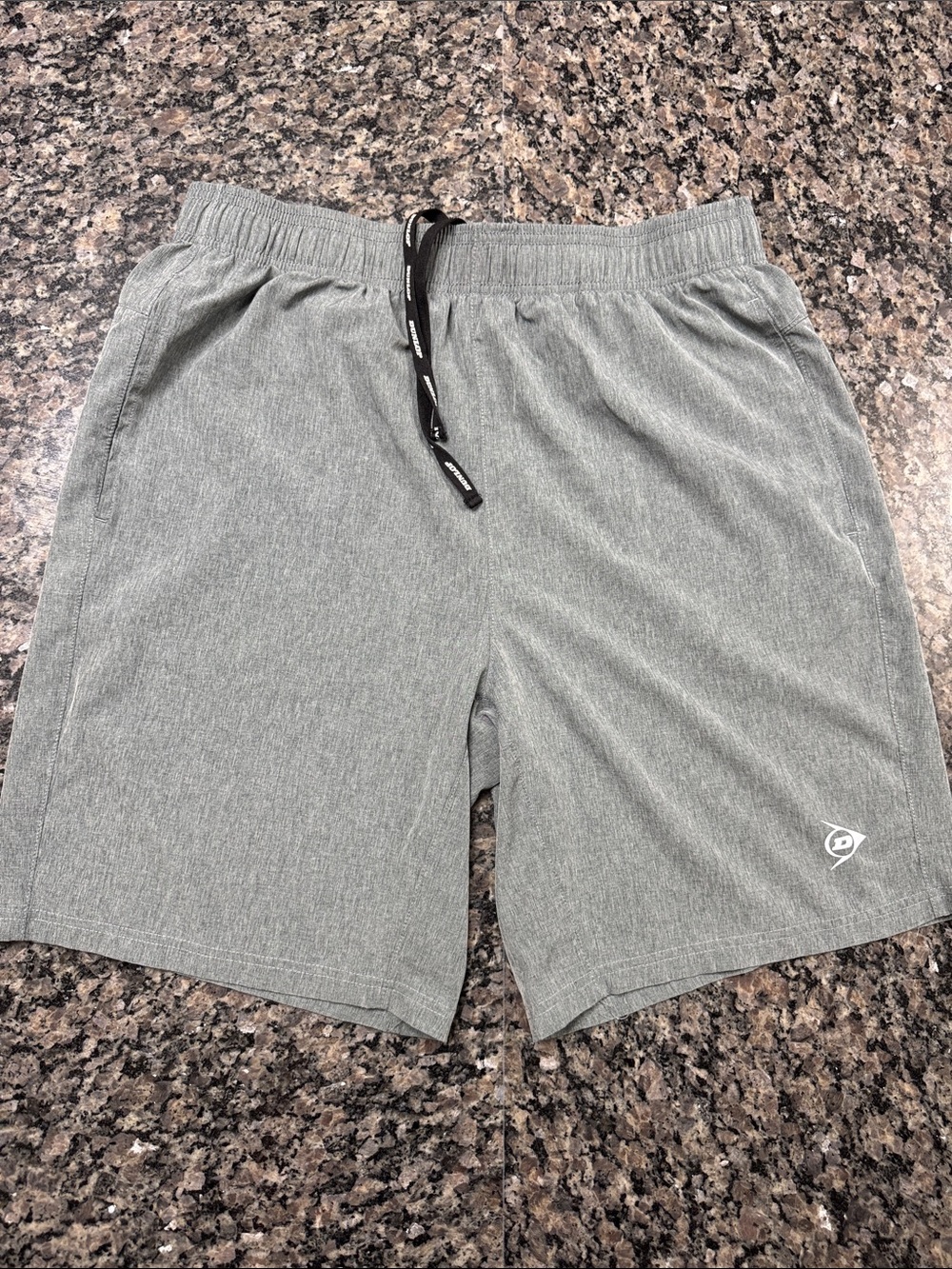 Dunlop Athletic Drawstring Shorts in Light Heather Gray with Subtle Logo